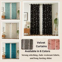 GEET CREATIONS Pink & Gold-Toned Set of 2 Floral Long Door Curtain image 2