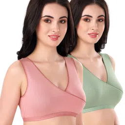 Bella Mama Cotton Elastane Knit Solid Sleep Bra Pack of 2 (Color May Vary)-picture-26