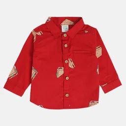 MINI KLUB Cotton Full Sleeves Sandwiches Printed Shirt - Red-picture-17