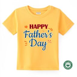 BLUSHES 100% Cotton Fathers Day Theme Half Sleeves Happy Fathers Day Text Printed Tee - Yellow-picture-45