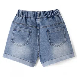 Kookie Kids Washed Solid Shorts with Applique -  Dark Blue image 2
