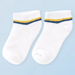 Honeyhap Premium Cotton Bamboo Spandex With Bio Finish Stripe Designed Socks Pack of 3 - Black White & Yellow image 2