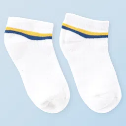 Honeyhap Premium Cotton Bamboo Spandex With Bio Finish Stripe Designed Socks Pack of 3 - Black White & Yellow image 3