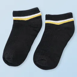 Honeyhap Premium Cotton Bamboo Spandex With Bio Finish Stripe Designed Socks Pack of 3 - Black White & Yellow image 4