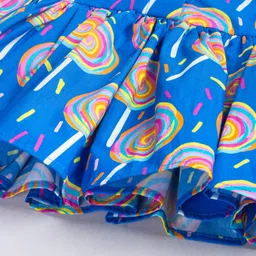 Hugsntugs Cotton Woven Half Sleeves Lollipop Printed Peplum Top - Blue image 5