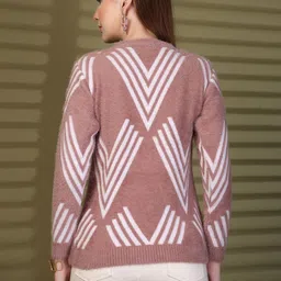 Moda Rapido Women Printed Woollen Pullover with Applique Detail image 5