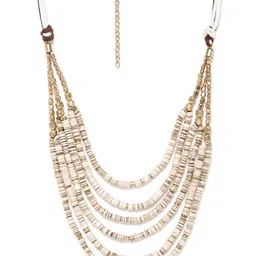 RICHEERA Women Off-White Gold Plated Beaded Layered Necklace image 2