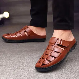 ARAMISH Men Ethnic Leather Fisherman Sandals-picture-15