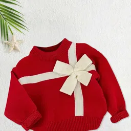 FOREVER FRIDAY Girls Cotton Self Design Pullover-picture-1