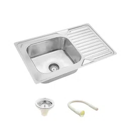 LIPKA 32x20x8 inch Glossy Finish Stainless Steel Single Bowl Kitchen Sink with Drain Board, SBSD03-image-32