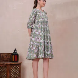 KALINI Floral Print Crepe A-Line Dress image 4