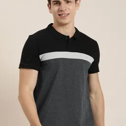 encore by INVICTUS Men Colourblocked Polo Collar Knitted T-shirt image 3