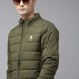 u.s. polo assn. denim co. U S Polo Assn Denim Co Men Olive Green Puffer Jacket-picture-29