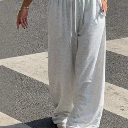 PRICHA Women Solid Original High-Rise Baggy Drawstring Closure Trousers-image-10