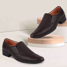 FAUSTO Men Brown Textured Formal Loafers-picture-22