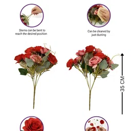 ARTSY Red 2 Pieces Rose Artificial Flowers image 4