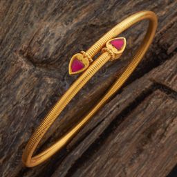 Kushal's Fashion Jewellery Ruby Gold-Plated Ethnic Antique Kada-picture-21