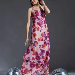20Dresses Floral Printed Shoulder Straps Sheath Maxi Dress image 1
