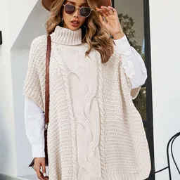 StyleCast Women High Neck Cable Knit Longline Sweater Vest-image-40