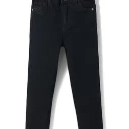 kookie kids india Kookie Kids Woven Full Length Solid Denim Jeans With Two Front Pockets - Black-picture-33