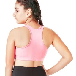 Plan B 95% Cotton 5% Spandex Double Layered Racer Back Zebra Printed Sports Bra  - Coral image 3