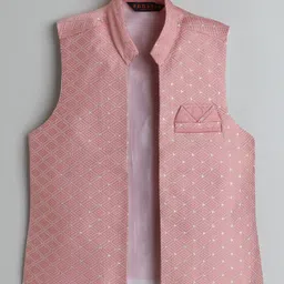 Ahhaaaa Velvet Full Sleeves Solid Kurta With Pant & Embroidered Jacket Set - Pink image 3