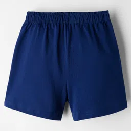 Kookie Kids India Single Jersey Knit Shorts With Text Print - Navy Blue image 2