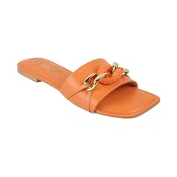 Catwalk Women Orange Synthetic Embellished Open Toe Flats with Buckles image 3