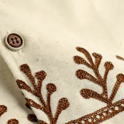 Dapper Dudes Half Sleeves Leaves Embroidered Shirt - Cream image 3