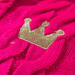 Babyhug Knit Full Sleeves Hooded Front Open Sweater with Cable Knit Design - Dark Pink image 4