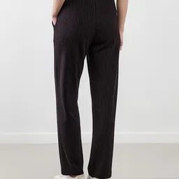 Bella Mama Full Length High Coverage Maternity Rib Knit Solid Coloured Pant - Black image 5