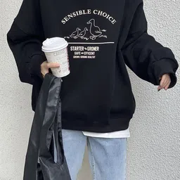 JC Mode Women Alphanumeric Printed Round Neck Long Sleeves Sweatshirt image 1