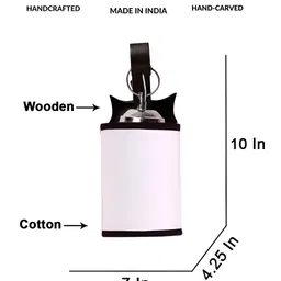 Devansh Brown & White Wooden Cylinder Shaped Shaped Wall Lamp image 2