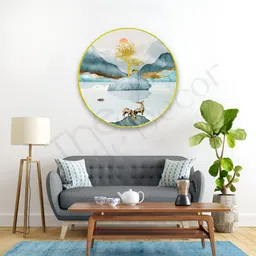 The Castle Decor White & Blue Deer Sparkle Wooden Wall Art-image-50