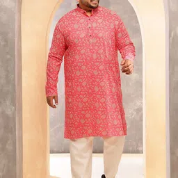 SOJANYA PLUS Men Floral Printed Mandarin Collar Kurta Sets-picture-16