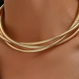 DressBerry Gold-Plated Anti Tarnish Stainless Steel Triple Coil Spiral Choker Necklace-image-83