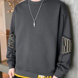 HERE&NOW Men Solid Round Neck Sweatshirt image 3