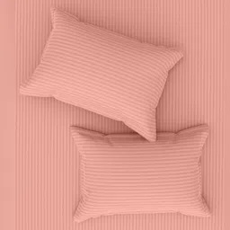 home expressions Peach-Coloured Striped 210 TC Satin Bedsheet Set -1.3716m X 2.2352m image 4