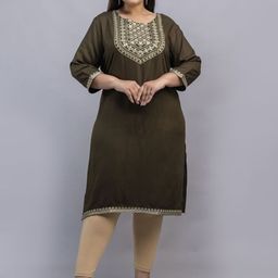 Fashion Zest Women Plus Size Ethnic Motifs Yoke Design Thread Work Kurta-picture-35