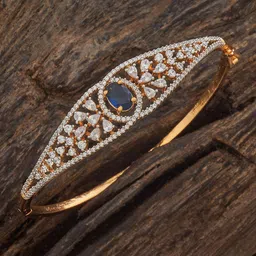 Kushal's Fashion Jewellery Blue Rhodium Gold-Plated Party Zircon Kada-picture-32