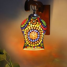 Devansh White & Blue Textured Wood Traditional Wall Lamp-image-18