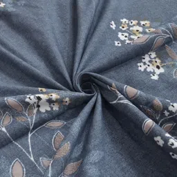 Arrabi Navy Blue & Brown Floral 350 TC King Bedsheet with 2 Pillow Covers image 2