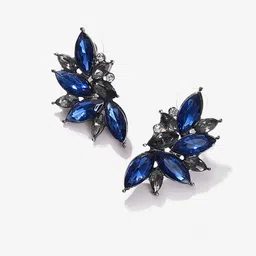 DressBerry Silver-Plated Artificial Stones Studded Leaf Shaped Studs image 4