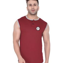 BEYOU FASHION Men Solid Henley Neck Cotton Slim Fit T-shirt-picture-25