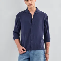 Snitch Men Boxy Fit Solid Cuban Collar Casual Shirt image 4