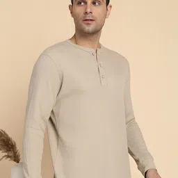 Alan Jones Men Self Design Henley Neck T-shirt image 4