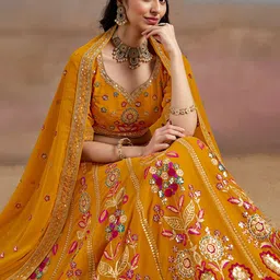 Zeel Clothing Embroidered Sequinned Semi-Stitched Lehenga With Blouse & Dupatta image 3