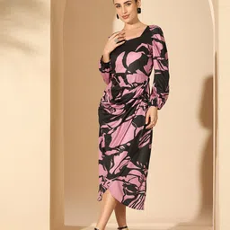 Antheaa Women Abstract Printecd Sheath Midi Dress image 4