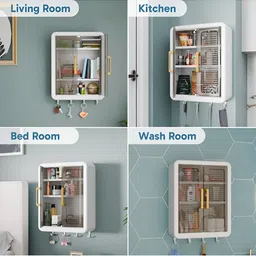 Kuber Industries White & Black Wall Mounted Organisers With Adjustable Shelves image 3