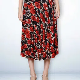 jinfo JinfoWomenPrinted Flared Midi Skirt with inner short-picture-28